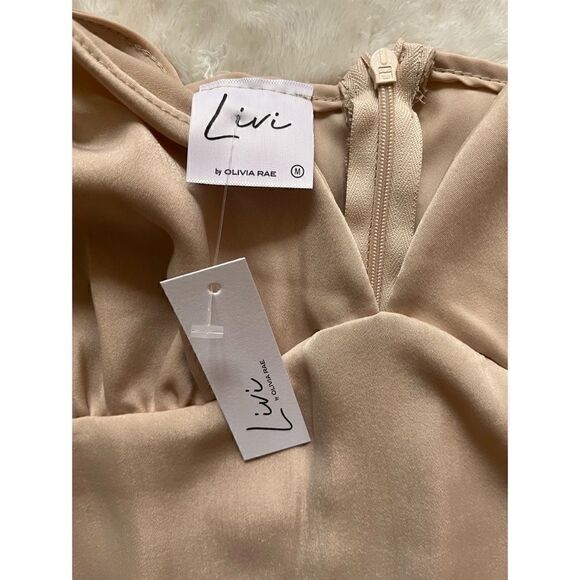 NWT Livi by Olivia Rae Satin Slip Dress With Slit - Picture 3 of 3